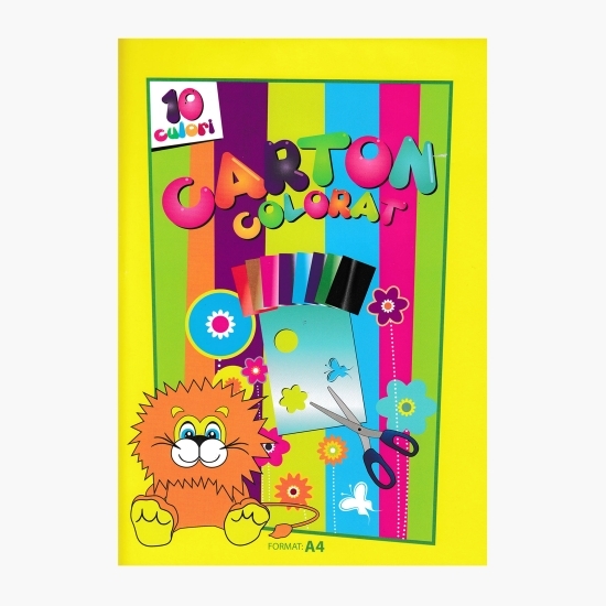 Carton colorat A4, 160g/mp, 10 culori, 10 coli