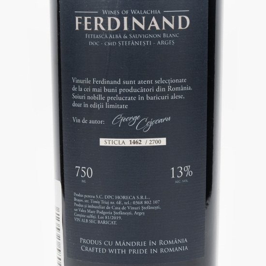 Vin alb sec Ferdinand Fetească Albă & Sauvignon Blanc, 13%, 0.75l