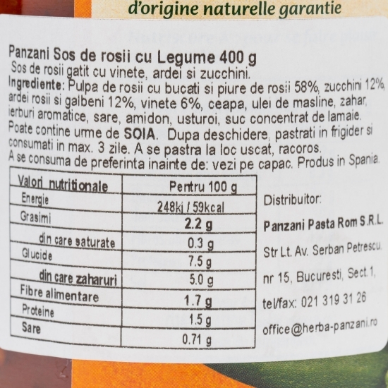 Sos de roșii cu legume 400g