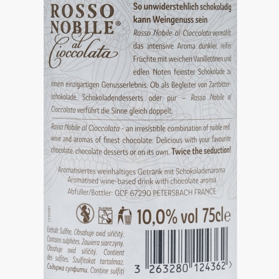 Băutură cu aromă de ciocolată pe bază de vin roșu Cioccolata, 10%, 0.75l