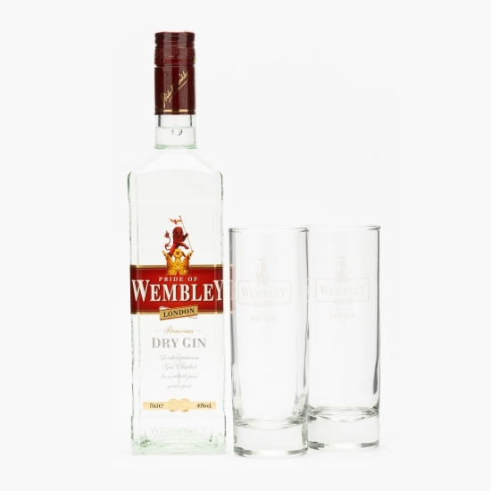 Gin London Dry 40% alc. 0.7l + 2 pahare