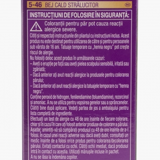 Vopsea de păr permanentă Intensive Color Cream, BW4 (5-46) bej cald strălucitor, 110ml