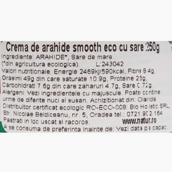 Cremă de arahide eco smooth, cu sare 250g
