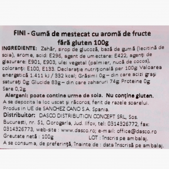  Gumă de mestecat cu aromă de fructe fără gluten 100g