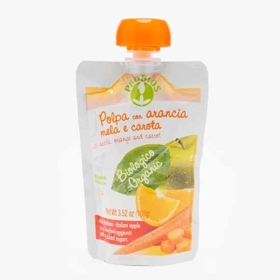 Pulpă de portocală, măr și morcov eco 100g