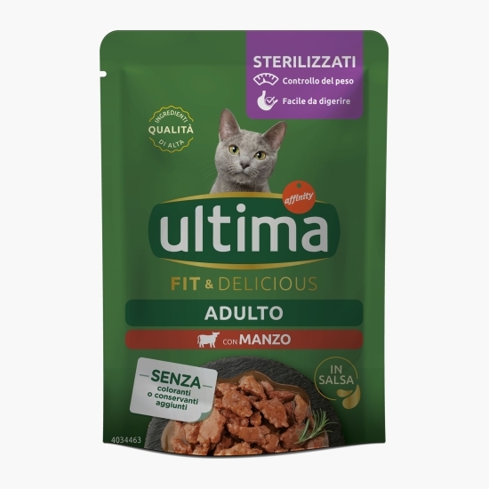 Hrană umedă pentru pisici adulte, cu vită în sos, 85g