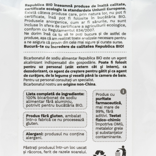 Bicarbonat de sodiu alimentar, fără aluminiu 250g