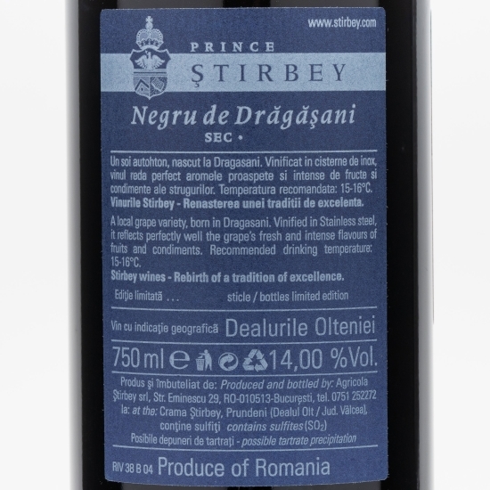 Vin roșu sec Negru de Drăgășani, 14%, 750ml