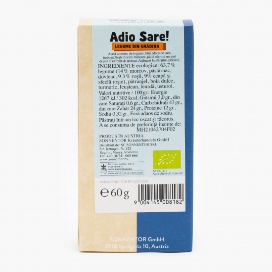 Amestec mirodenii eco legume din grădină „Adio sare!” 60g