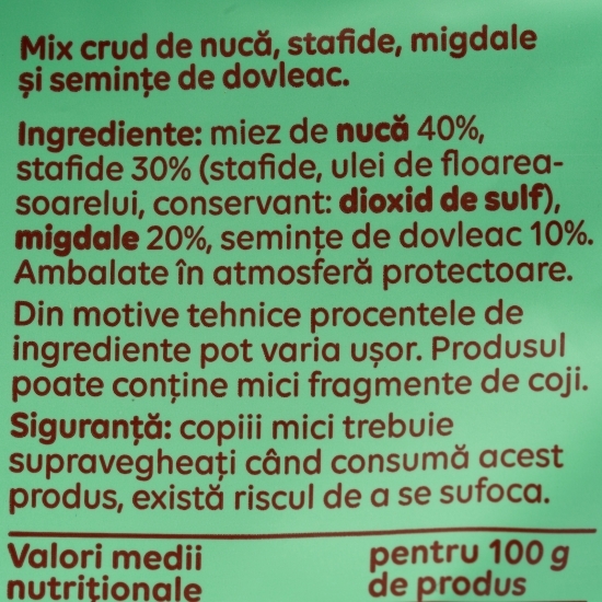 Mix Studiu (miez de nucă, migdale, stafide și semințe de dovleac) 150g