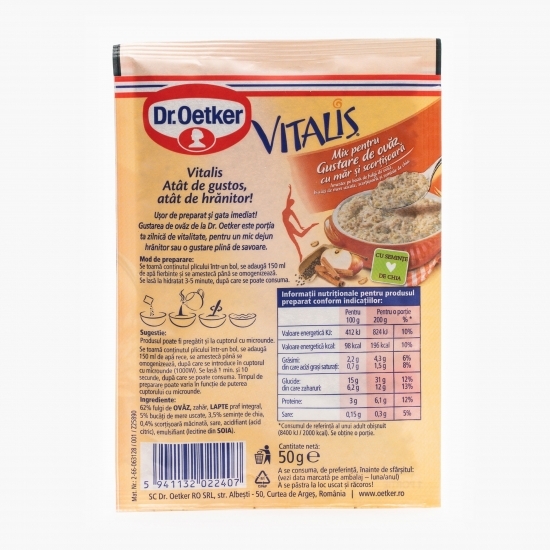Mix pentru gustare de ovăz Vitalis cu măr și scorțișoară 50g
