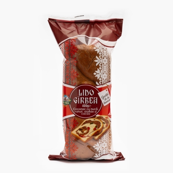 Cozonac cu nucă, rahat, stafide și cacao 400g
