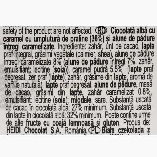 Praline din ciocolată albă cu caramel și alune de pădure întregi caramelizate, Bouquet Gold, 120g