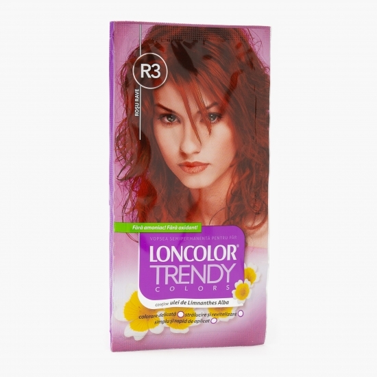 Vopsea semipermanentă pentru păr R3 roșu Rave plicuri 2x25ml