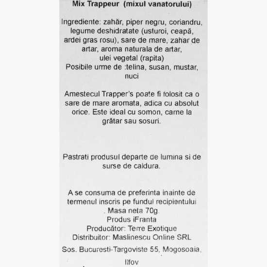 Pachet condimente: Sare nebună, condimente Trappeur și Piper negru Tellicherry