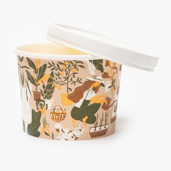 Boluri de carton cu capace albe 115mm 480ml 6 buc