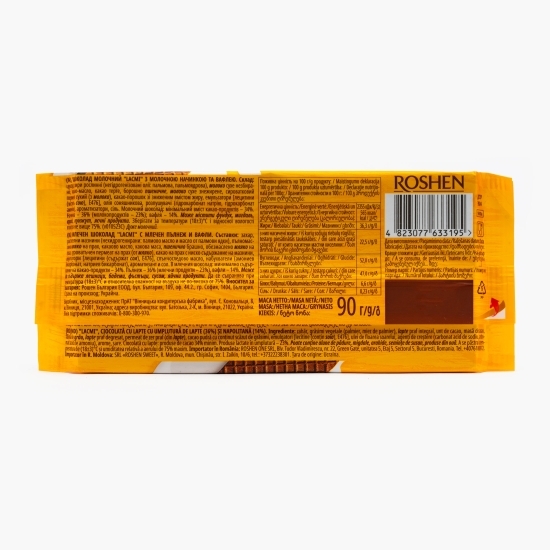 Ciocolată cu lapte cu umplutură de lapte și napolitană Lacmi 90g