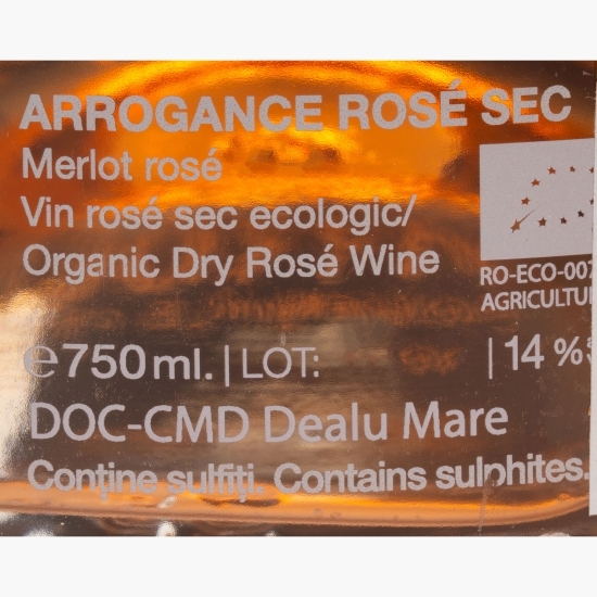 Vin rose sec eco Arrogance, Merlot, 14%, 0.75l