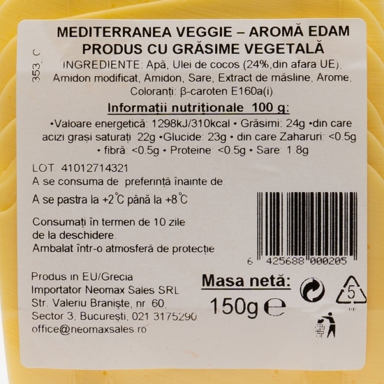 Specialitate vegană cu aromă Edam, feliată, Veggie 150g