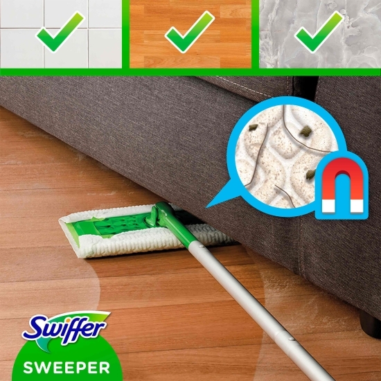 Trusă de bază cu mop uscat/umed Trap & Lock 1 +8 rezerve lavete uscate + 3 rezerve lavete umede