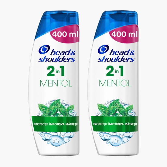 Șampon anti-mătreață 2în1 Menthol Fresh pentru păr normal 2x400ml