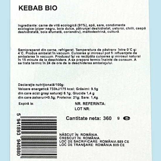 Kebab de vită eco 360g