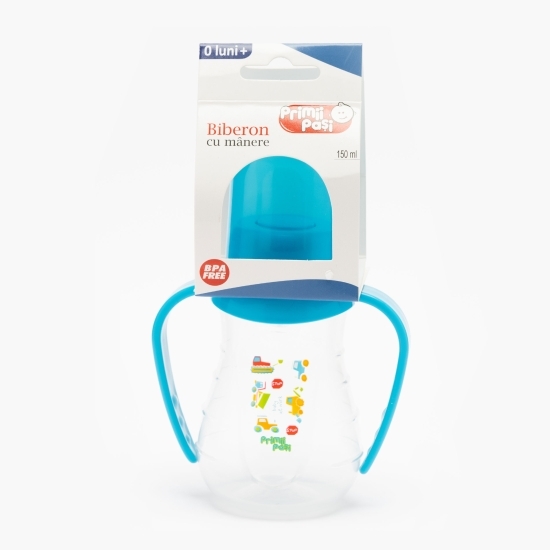 Biberon cu mânere bleu, +0 luni, 150ml