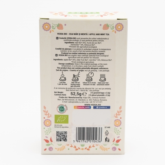Ceai măr și mentă eco 15 plicuri