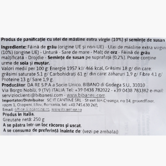 Grisine cu ulei de măsline și semințe de susan, 250g