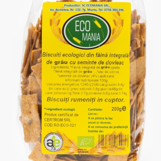 Biscuiți ecologici din făină integrală de grâu cu semințe de dovleac 200g