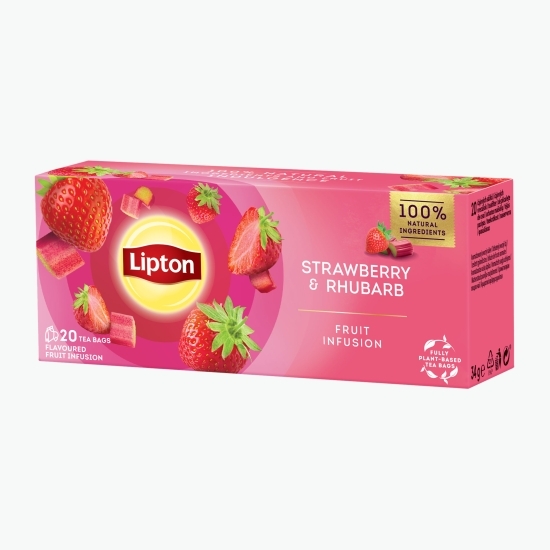 Ceai fructe cu aromă de căpșuni și rubarbă 20 plicuri 