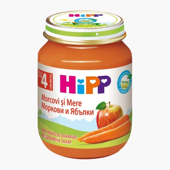 Piure ecologic din mere și morcovi, +4 luni, 125g