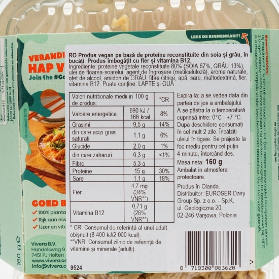 Bucăți vegane cu aromă de pui 160g