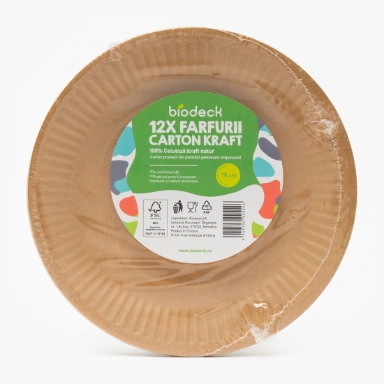 Farfurii de carton rotunde 18cm 12 buc