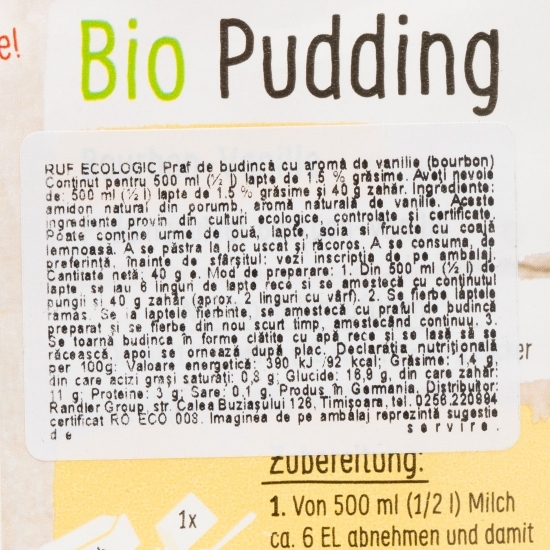 Budincă de vanilie eco 40g