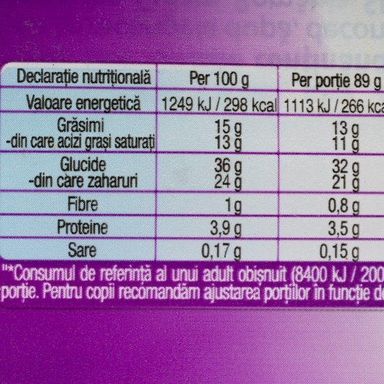 Îngheţată sandviș cu aromă de frişcă, glazură de lapte și cacao 142ml