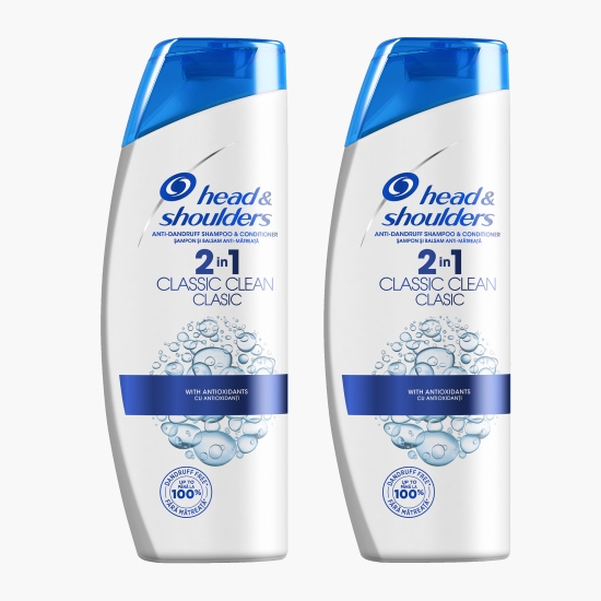 Șampon anti-mătreață 2în1 Classic Clean pentru păr normal 2x400ml