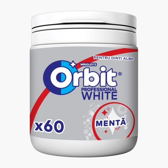 Gumă de mestecat Professional White Spearmint fără zahăr, cu aromă de mentă și mentol 60 buc, 84g