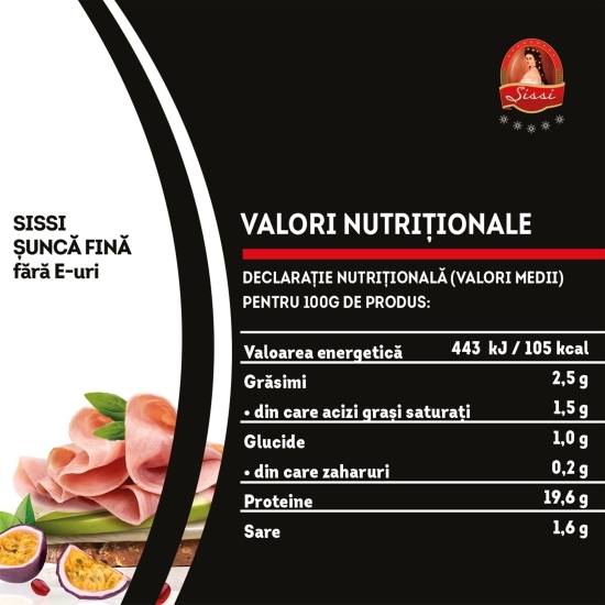 Șuncă fină de porc fără E-uri 170g