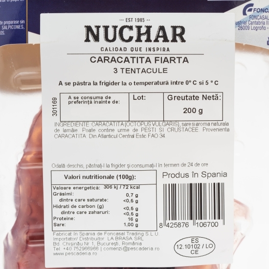 Caracatiță fiartă 3 tentacule 200g