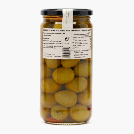 Măsline Gordal cu ardei iute, 430g