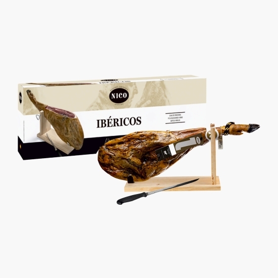 Jamon Paleta De Cebo Iberica Pata Negra 50% 4.5kg + suport și cuțit, Jamoneria by Alioli