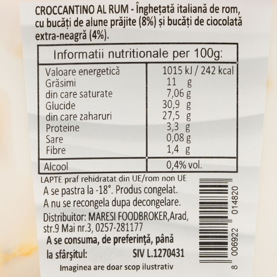 Înghețată Crocantino Rum 500g