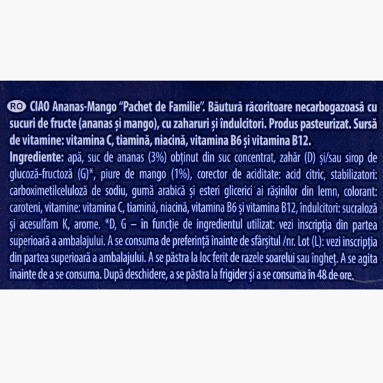 Băutură necarbogazoasă cu ananas și mango, 2l