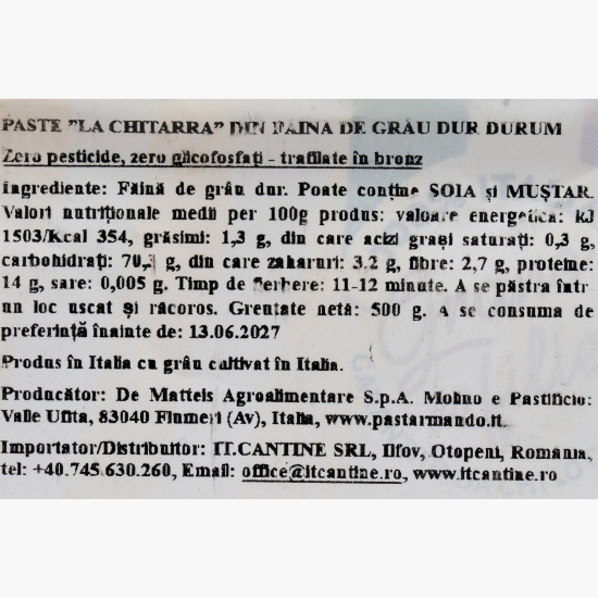 Paste Spaghetti pătrate La Chitarra, 500g