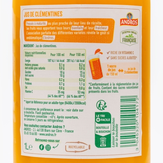 Suc de clementine fără zahăr adăugat 1l