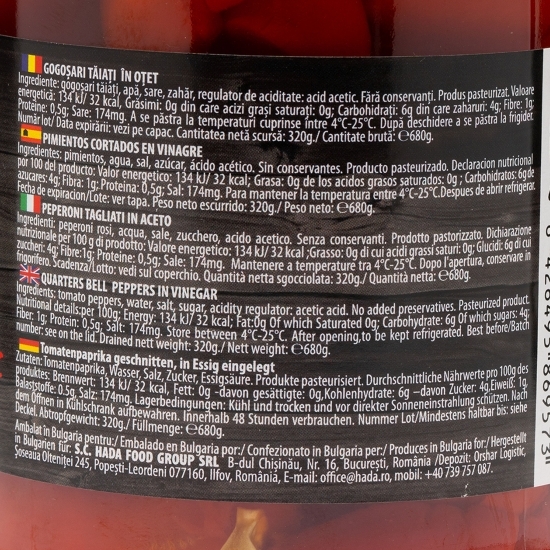 Gogoșari tăiați în oțet 680g