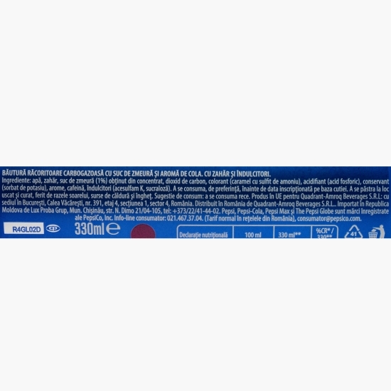 Băutură carbogazoasă aromă de cola și gust de zmeură, 6x0.33l