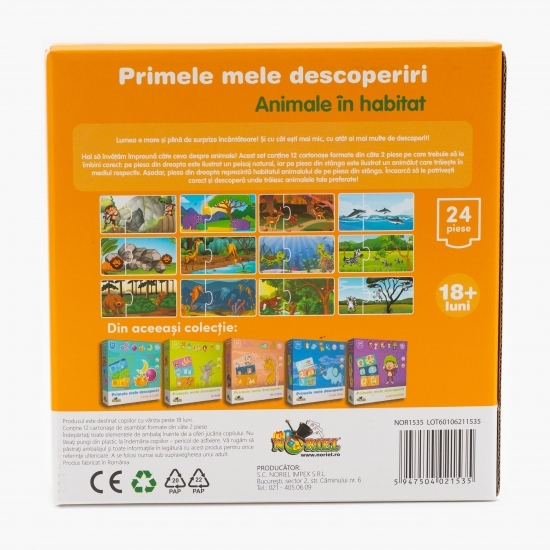 Puzzle - Animale în habitat (24 piese) 18+ luni