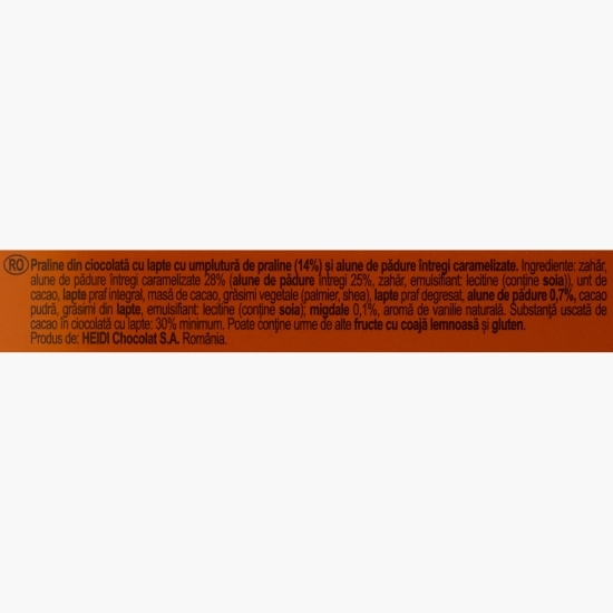 Praline din ciocolată cu lapte cu umplutură de praline și alune de pădure întregi caramelizate, 119g